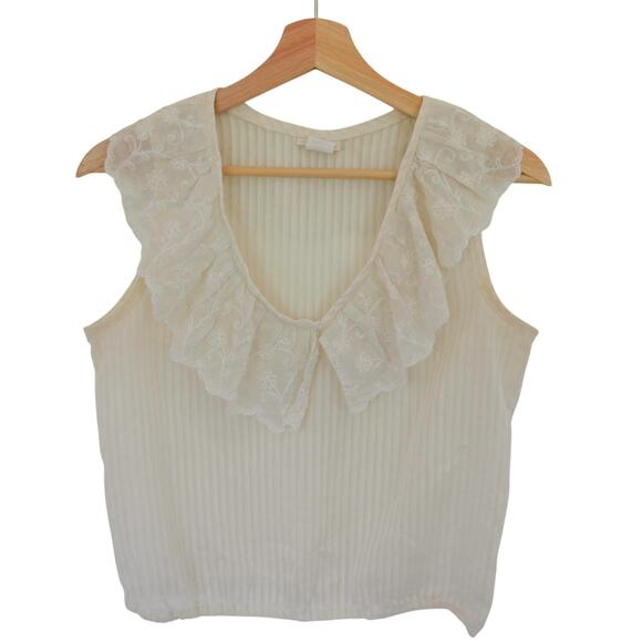 Vintage Lace Collar Sleeveless Blouse Size Small - Picture 3 of 7